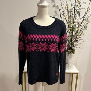 Navy Blue and Pink Women's Sweater